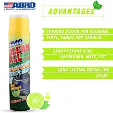 Abro Clean All 650ml Foam Cleaner, Deep Cleaning, Foaming Action Lifts Out Dirt and Removes Stains from Upholstery, Vinyl, and Carpeting, Fresh Lime Scent, Includes Brush Cap - FC-650 (MABRO012) Abro Clean All 650ml Foam Cleaner, Deep Cleaning, Foaming Action Lifts Out Dirt and Removes Stains from Upholstery, Vinyl, and Carpeting, Fresh Lime Scent, Includes Brush Cap - FC-650 (MABRO012)